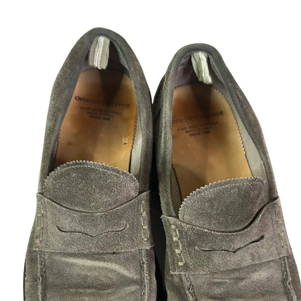 Officine creative SAX 001 gray Suede Penny Loafers handmade in Italy